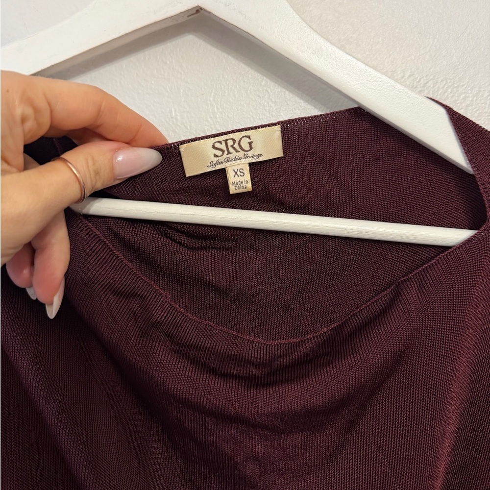 SRG Mehek Asymmetric Knit Dress in Oxblood - Picture 7 of 11